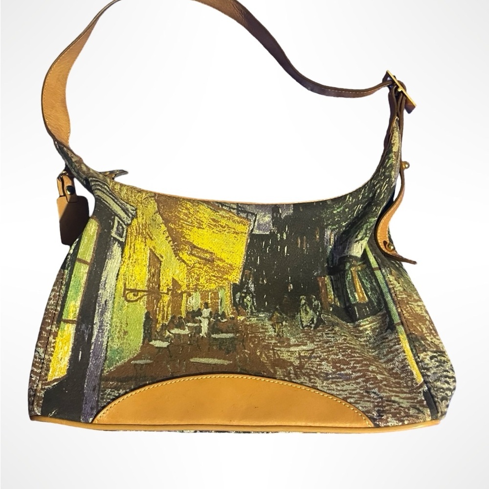 Vincent VanGogh shoulder bag/purse canvas and leather with gold accents.‎